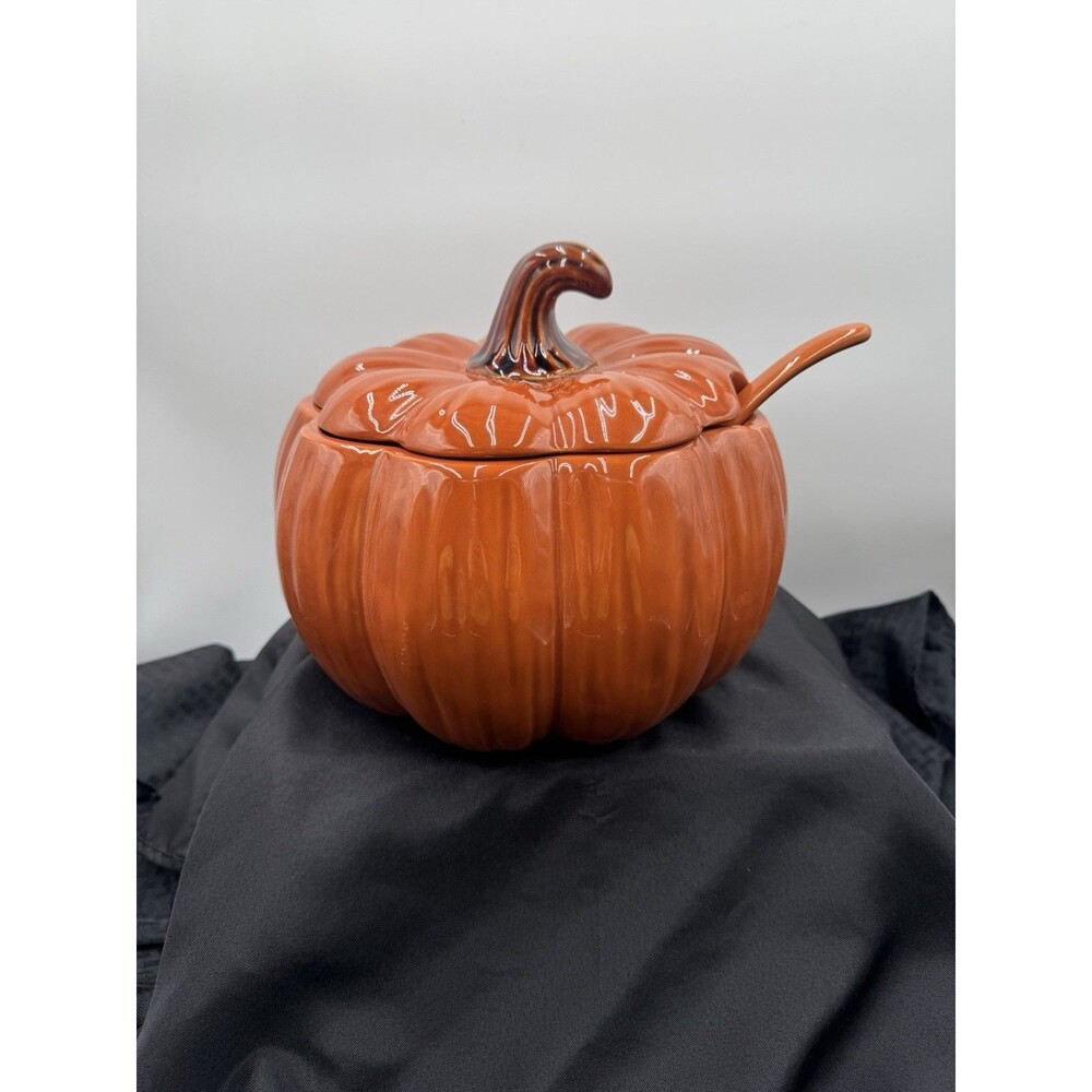 Large Pumpkin Soup Tureen With Ladle